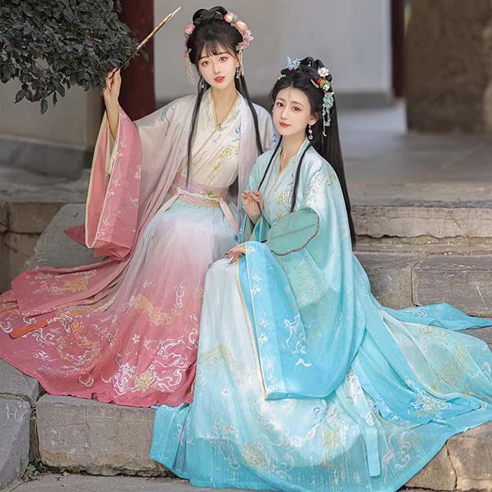 乐天商城 - 漢服 ドレス 中華コスプレ衣装 3点セット 振袖羽織付き 花柄プリント 中華服 漢服 衣装 チャイナ服 ハロウィン衣装 コスプレ衣装 仮装 中国古代服装 中華時代劇 コスチューム COSPLAY イベント 衣装 パーティー ステージ衣装 ピンク パープル ブルー グレー