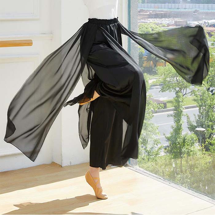乐天商城 - ダンスパンツ レディース シフォン ワイドパンツ ガウチョパンツ ロング丈 ウエストゴム ボトムス ダンス着 レッスンウェア 社交ダンス ジャズダンス バレエパンツ ヨガパンツ ダンスウェア 飄逸 踊りパンツ 社交ダンスパンツ 練習着 ダンスお揃い 舞台衣装
