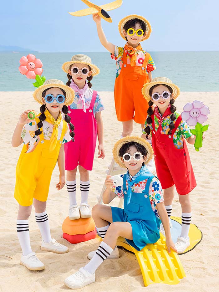 樂天商城 - キッズ 子供用 ダンス衣装 花柄シャツ サロペット 上下2点セット 夏用 男の子 女の子 オーバーオール 子ども服 幼稚園 舞台衣装 キッズ ジュニア ダンス衣装 ダンス 服 文化祭 学園祭 可愛い 演出服 団体服 幼稚園 卒園撮影 合唱衣装 発表会 イベント 100-180cm