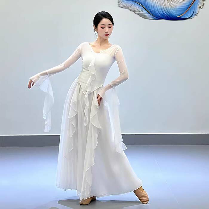 乐天商城 - 古典ダンス衣装 上下セット 中華民族ダンス 舞台衣装 レディース 大人 飄逸 チャイナ風 中華ダンス 衣装 古典舞踊 中国踊り ダンス衣装 フレア袖 長袖 紗ブラウス スカート風ワイドパンツ ガウチョパンツ ダンスウェア エスニック 演出服 舞台ステージ衣装 S M L XL