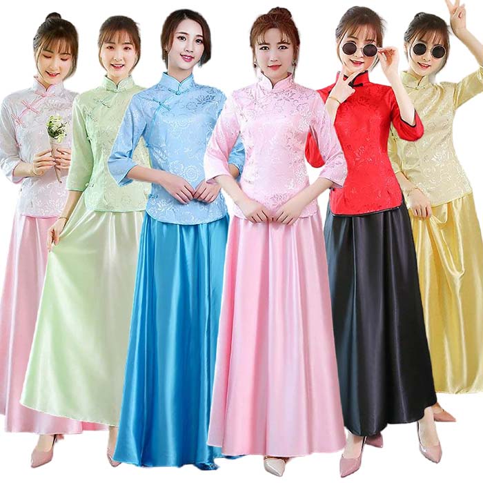 樂天商城 - 中華服 チャイナ服 上下セット レディース 中華ドレス 5分袖 トップス スカート 2点セット チャイナ服 チャイナドレス コスプレ 衣装 ステージ衣装 舞台衣装 合唱 演奏会 発表会 ドレス 中国風ブライドドレス 中華 ドレス チャイナ服 華流コスプレ コスプレ衣装 演奏服