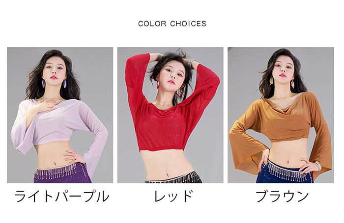 ベリーダンス衣装 トップス ラメ入り メッシュ トップス ダンス 衣装 トップス ダ...