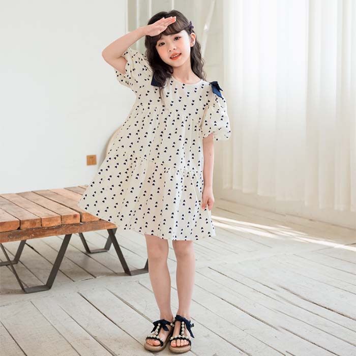 乐天商城 - キッズ ワンピース 半袖 かわいい リボン 女の子 ワンピース 夏 夏用 プリンセス ドレス ワンピース 膝上丈 半袖ワンピース キッズ ジュニア 子ども服 韓国子供服 おしゃれ 小学生 中学生 きれいめ 通園 通学 幼稚園 中学校 小学校 120cm 130cm 140cm 150cm 160cm 170cm