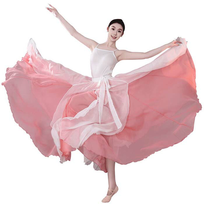 乐天商城 - ダンス衣装 スカート 裾幅720° 広がるスカート ロング丈 スカート 大きい裾 スリット ウエストリボン ダンススカート 古典舞踊ダンス モダンダンス スカート 飄逸 エレガント 社交ダンス 練習着 レッスンウエア レディース 大人 舞台衣装 ステージ衣装
