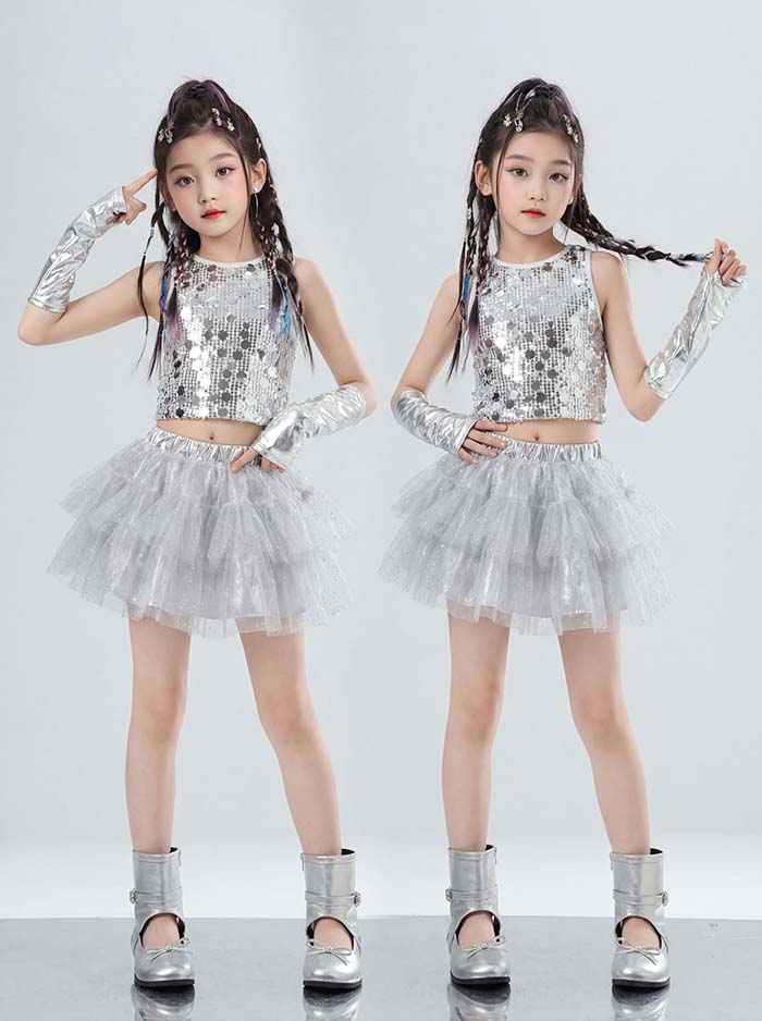 乐天商城 - キッズ ダンス衣装 スパンコール 女の子 ジャッズダンス ヒップホップダンス衣装 セットアップ キラキラ ヘソ出しトップス チュチュスカート 子供ダンス衣装 女の子 ガールズ 可愛い ジャズ ダンス 衣装 ダンス 服 HIPHOP ジュニア 舞台 ステージ衣装 ダンス 発表会 演出服
