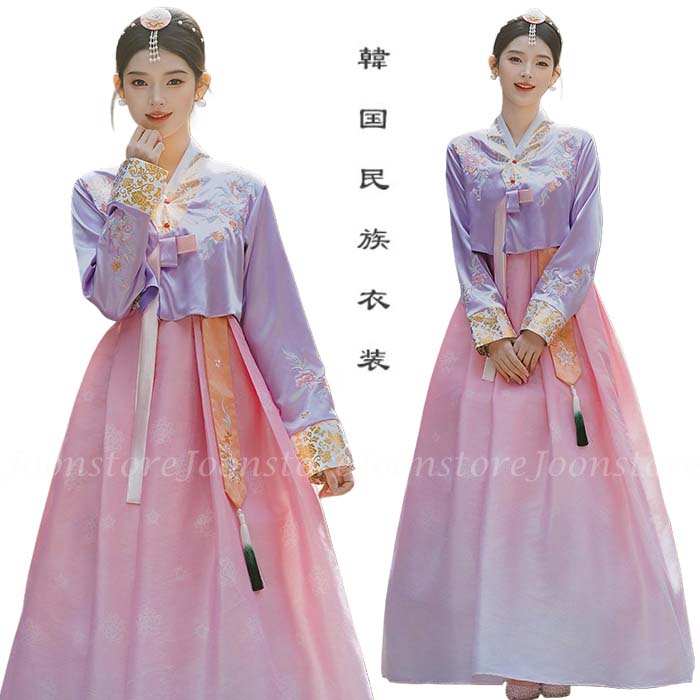 Korean traditional clothing, Hanbok, women's Hanbok, floral embroidery, adult size, Hanbok dress, court style, Joseon ethnic clothing, wedding dress, reception dress, school festival, cultural festival, event wear, stage, dance costume, cosplay, fancy dress, photo shoot, stage performance