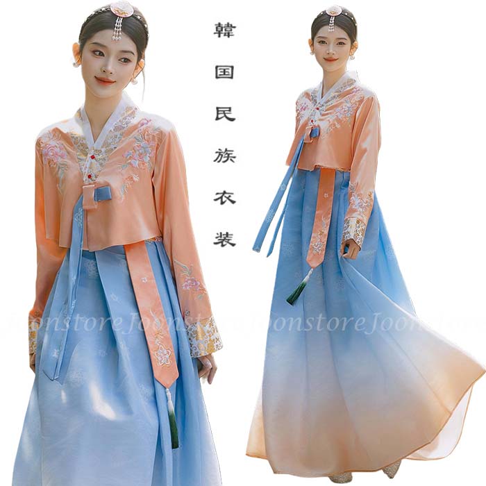 Korean traditional clothing, Hanbok, women's Hanbok, floral embroidery, adult size, Hanbok dress, court style, Joseon ethnic clothing, wedding dress, reception dress, school festival, cultural festival, event wear, stage, dance costume, cosplay, fancy dress, photo shoot, stage performance