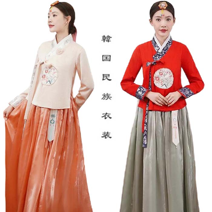 Korean traditional clothing, Hanbok, women's Hanbok, floral embroidery, adult size, Hanbok dress, court style, Joseon ethnic clothing, wedding dress, reception dress, school festival, cultural festival, event wear, stage, dance costume, cosplay, fancy dress, photo shoot, stage performance