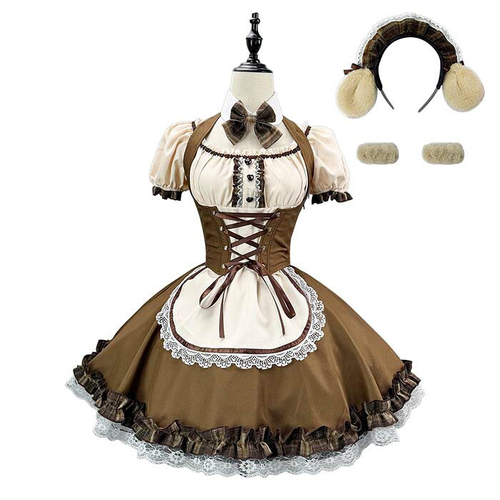 柴犬メイド コスプレ 衣装 半袖 可愛いメイド ベスト付き ロリータワンピース メイド衣装 ハロウィン 仮装 衣装 コスチューム 大きいサイズ レディース 大人 ハロウィンコスプレ 衣装 制服 喫茶店 変装 エプロン ゴスロリ ワンピース パーティー イベント 学園祭 文化祭