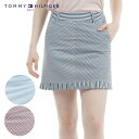最大10%OFFクーポン発行中【7/16~7/29】 ゴルフウェア トミーヒルフィガー スカート ストライプ ミニフリルスカート THLA525 レディース