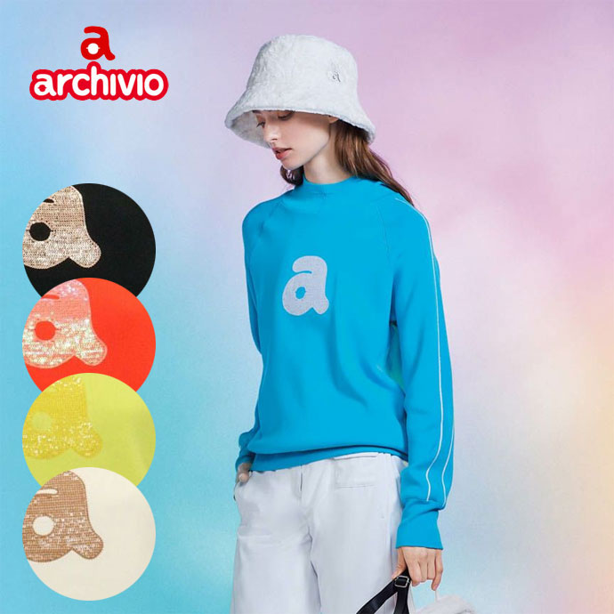 ゴルフウェア アルチビオ セーター スパンコール刺繍保温ニット A518102 レディース