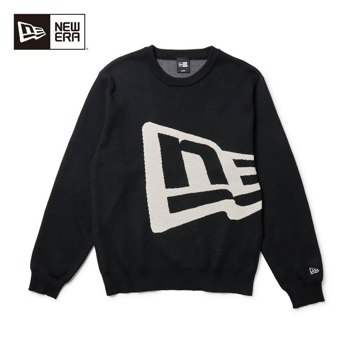 最大10%OFFクーポン発行中【11/01〜11/13】 ゴルフウェア ニューエラ セーター KNIT SWEATER NE FLAG BLK 14669877 メンズ
