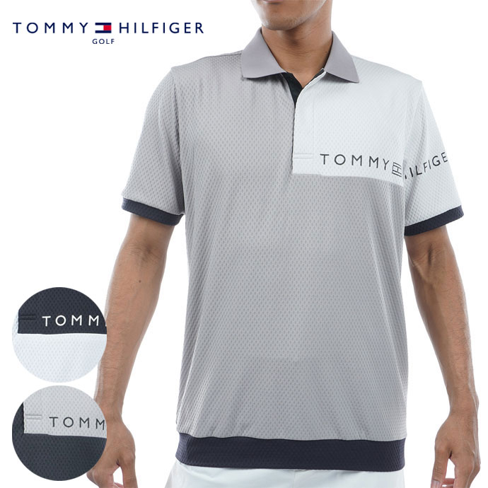 トミー ヒルフィガー ポロシャツ メンズ 《あす楽》トミーヒルフィガー カラーブロックリンクスジャガード半袖シャツ THMA432