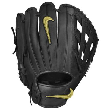 ナイキ NIKE 黒色 ブラック 金色 ゴールド 12” 【 NIKE HYPERDIAMOND H WEB MITT BLACK METALLIC GOLD WORN ON LEFT HAND 】 スポーツ アウトドア 野球 ソフトボール グローブ ミット