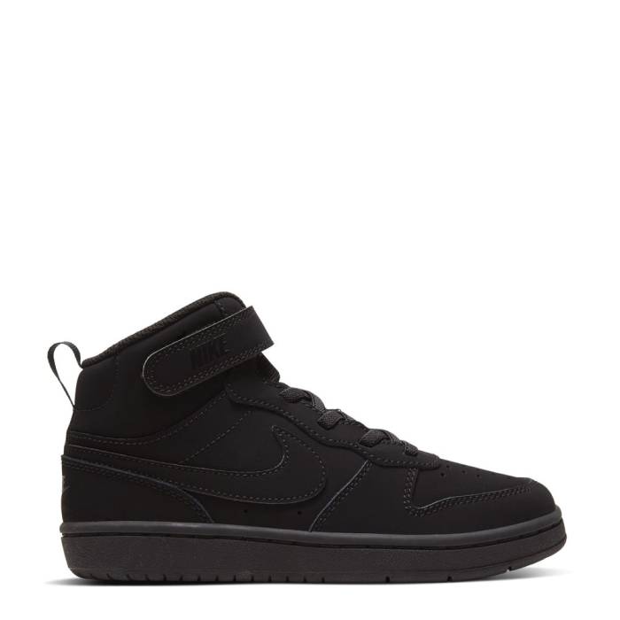 ナイキ Nike 【 Court Borough Mid 2 Kids Nubuck/Black/Black 】 コート ミッド ジュニア キッズ 黒色 ブラッ...