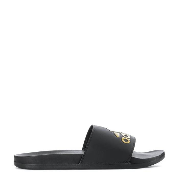 アディダス Adidas 【 Adilette Comfort Mens Black/Gold Metallic/Black 】 アディレッタ メンズ 黒色..