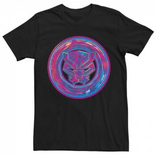 LICENSED CHARACTER キャラクター 黒色 ブラック Tシャツ MARVEL'S 【 LICENSED CHARACTER BLACK PANTHER NEON SHIELD TEE 】 メンズファッション トップス Tシャツ カットソー