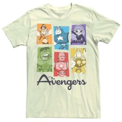 LICENSED CHARACTER キャラクター Tシャツ ナチュラル 【 LICENSED CHARACTER MARVEL AVENGERS CARTOON STYLE GROUP COLORS TEE NATURAL 】 メンズファッション トップス Tシャツ カットソー