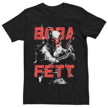 LICENSED CHARACTER キャラクター アクション ロゴ Tシャツ 黒 ブラック 【 BLACK LICENSED CHARACTER STAR WARS BOBA FETT ACTION POSE PORTRAIT LOGO TEE 】 メンズファッション トップス Tシャツ カットソー