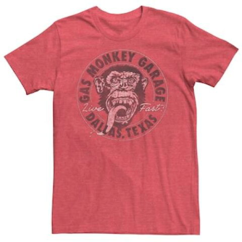 LICENSED CHARACTER キャラクター モンキー ロゴ Tシャツ 赤 レッド ヘザー 【 RED HEATHER LICENSED CHARACTER GAS MONKEY GARAGE SIMPLE CIRCLE LOGO TEE 】 メンズファッション トップス Tシャツ カットソー