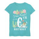 キャラクター スポンジボブ Tシャツ 青色 ブルー 【 LICENSED CHARACTER SPONGEBOB SQUAREPANTS SANDY YEE-HAW MY 6TH BIRTHDAY TEE / TAHI BLUE 】 キッズ ベビー マタニティ トップス カットソー