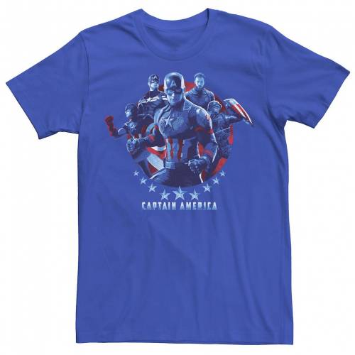 マーベル グラフィック Tシャツ AVENGERS: 【 MARVEL ENDGAME CAPTAIN AMERICA MASHUP GRAPHIC TEE / ROYAL 】 メンズファッション トップス カットソー