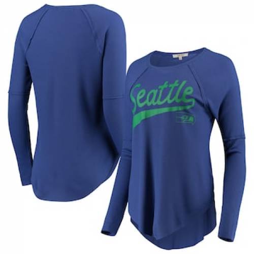 UNBRANDED シアトル シーホークス スリーブ Tシャツ 青 ブルー 【 SLEEVE BLUE UNBRANDED JUNK FOOD ROYAL SEATTLE SEAHAWKS SUPER SOFT THERMAL LONG TSHIRT SEA 】 レディースファッション トップス Tシャツ カットソ