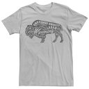 キャラクター バッファロー グラフィック Tシャツ 銀色 シルバー 【 LICENSED CHARACTER WYOMING BUFFALO GRAPHIC TEE / SILVER 】 メンズファッション トップス カットソー