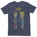 【★Fashion THE SALE★1/14迄】キャラクター ロゴ Tシャツ 紺色 ネイビー 【 LICENSED CHARACTER BEAVIS AND BUTTHEAD DISTRESSED PORTRAIT LOGO TEE / NAVY 】 メンズファッション トップス カットソー