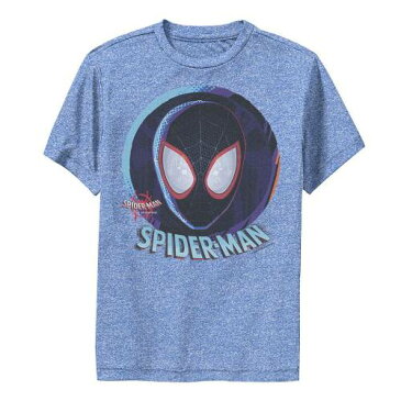 キャラクター プレミアム Tシャツ ヘザー ジュニア キッズ 【 PREMIUM HEATHER LICENSED CHARACTER MARVEL SPIDERVERSE MASK IN SPHERE TEE ROYAL 】