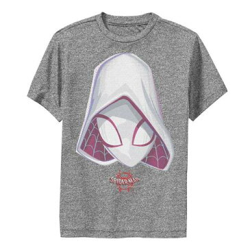 キャラクター プレミアム Tシャツ チャコール ヘザー ジュニア キッズ 【 PREMIUM HEATHER LICENSED CHARACTER MARVEL SPIDERGWEN SPIDERVERSE MASK TEE CHARCOAL 】