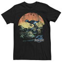 キャラクター Tシャツ 黒色 ブラック 【 LICENSED CHARACTER JURASSIC WORLD RETRO RAPTOR SUNSET IN J...