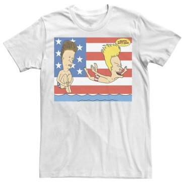 キャラクター スターズ プール Tシャツ 白色 ホワイト 【 LICENSED CHARACTER BEAVIS AND BUTTHEAD STARS STRIPES POOL DAY TEE WHITE 】