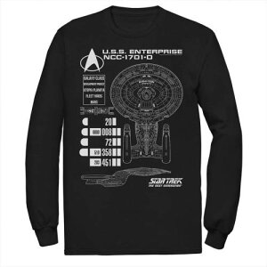 キャラクター Tシャツ 黒色 ブラック 【 LICENSED CHARACTER STAR TREK NEXT GENERATION ENTERPRISE CHART TEE / BLACK 】 メンズファッション トップス カットソー