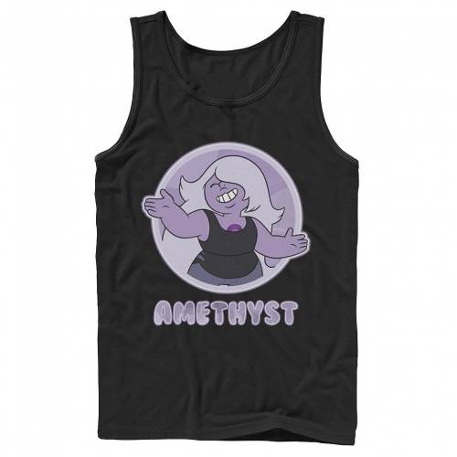 キャラクター ユニバース タンクトップ 黒色 ブラック 【 LICENSED CHARACTER CARTOON NETWORK STEVEN UNIVERSE AMETHYST CHARACTER BADGE TANK TOP / BLACK 】 メンズファッション トップス Tシャツ カットソー