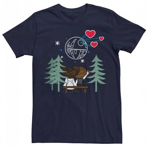 STAR WARS ナイト ウォッチ 時計 Tシャツ 紺色 ネイビー スターウォーズ 【 WATCH HAN AND LEIA NIGHT HEARTS TEE NAVY 】