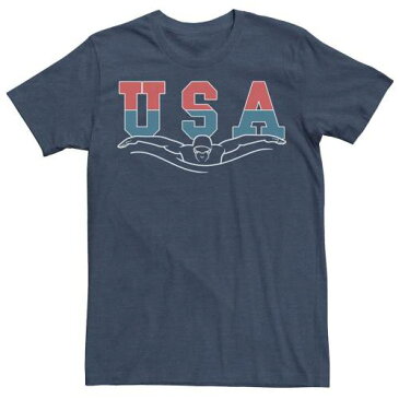 LICENSED CHARACTER キャラクター Tシャツ 紺 ネイビー ヘザー 【 NAVY HEATHER LICENSED CHARACTER USA SWIMMER OUTLINE TEE 】 メンズファッション トップス Tシャツ カットソー