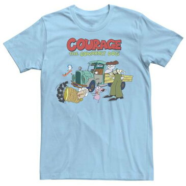 LICENSED CHARACTER キャラクター ロゴ Tシャツ 青色 ブルー 【 LICENSED CHARACTER COURAGE THE COWARDLY DOG SCENE LOGO TEE LIGHT BLUE 】 メンズファッション トップス Tシャツ カットソー