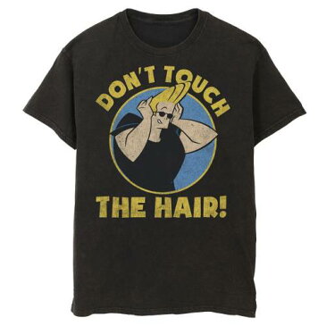 LICENSED CHARACTER キャラクター タッチ グラフィック Tシャツ 黒色 ブラック DON'T HAIR" メンズ 【 LICENSED CHARACTER CARTOON NETWORK JOHNNY BRAVO TOUCH THE GRAPHIC TEE BLACK 】