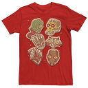 マーベル ギャラクシー クリスマス グラフィック Tシャツ 赤 レッド 【 MARVEL GUARDIANS OF THE GALAXY GINGERBREAD COOKIES CHRISTMAS GRAPHIC TEE / RED 】 メンズファッション トップス カットソー