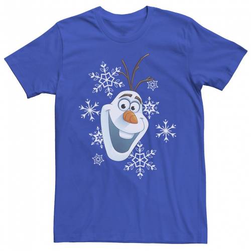 【★Fashion THE SALE★7/12午前10時迄】キャラクター スリーブ Tシャツ 半袖 【 LICENSED CHARACTER FROZEN OLAF SNOWFLAKE PORTRAIT SHORT SLEEVE TEE / ROYAL 】 メンズファッション トップス カットソー