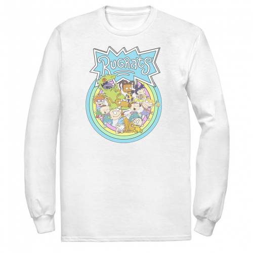 キャラクター 虹色 レインボー ロゴ スリーブ Tシャツ 白色 ホワイト 長袖  メンズファッション トップス カットソー