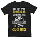 キャラクター Tシャツ 黒色 ブラック 【 LICENSED CHARACTER JURASSIC WORLD TECHNICAL DIFFICULTIES SIGN TEE / BLACK 】 メンズファッション トップス カットソー