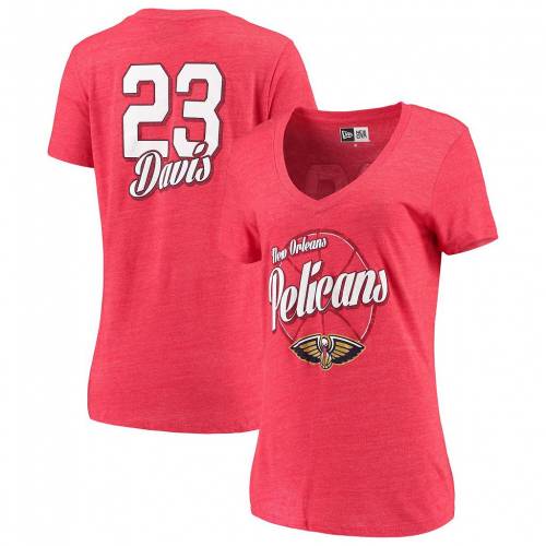 アンソニー 赤 レッド ペリカンズ Vネック Tシャツ ニューエラ ニューオーリンズ & 【 NEW ERA ANTHONY DAVIS RED NEW ORLEANS PELICANS NAME NUMBER TRI-BLEND V-NECK T-SHIRT / NOR RED 】 レディースファッション トッ