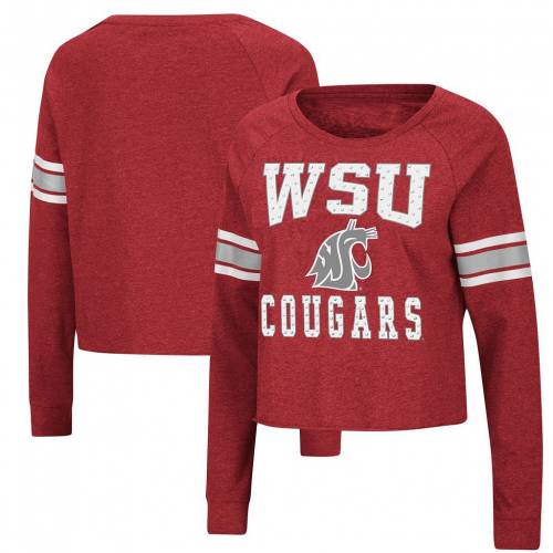 コロシアム COLOSSEUM カーディナル ワシントン スケートボード クーガーズ スリーブ Tシャツ 赤 レッド ワシントンステイト 長袖 【 STATE SLEEVE RED COLOSSEUM CARDINAL WHIMSICAL STRIPED RHINESTONE TSHIRT WS