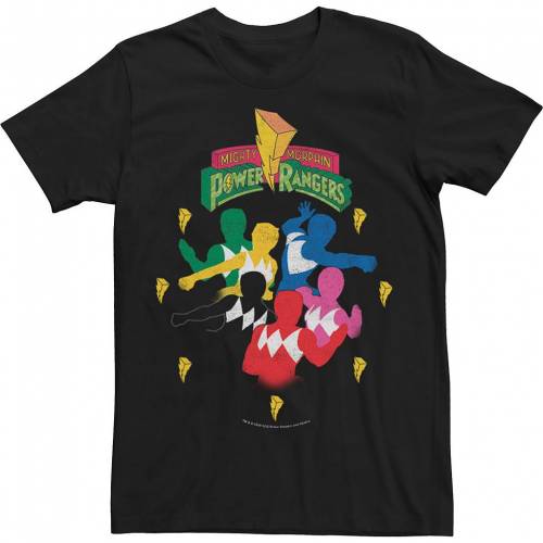 キャラクター パワー レンジャース Tシャツ 黒色 ブラック 【 LICENSED CHARACTER POWER RANGERS GROUP SHOT MINIMALIST TEE / BLACK 】 メンズファッション トップス カットソー