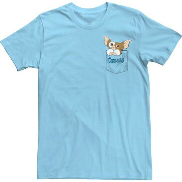 LICENSED CHARACTER キャラクター Tシャツ 青色 ブルー 【 LICENSED CHARACTER GREMLINS GIZMO FAUX POCKET TEE LIGHT BLUE 】 メンズファッション トップス Tシャツ カットソー