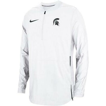 ナイキ NIKE 白 ホワイト ミシガン スケートボード サイドライン 【 WHITE STATE NIKE MICHIGAN SPARTANS 2018 SIDELINE LOCKDOWN HALFZIP JACKET MSU 】 メンズファッション コート ジャケット