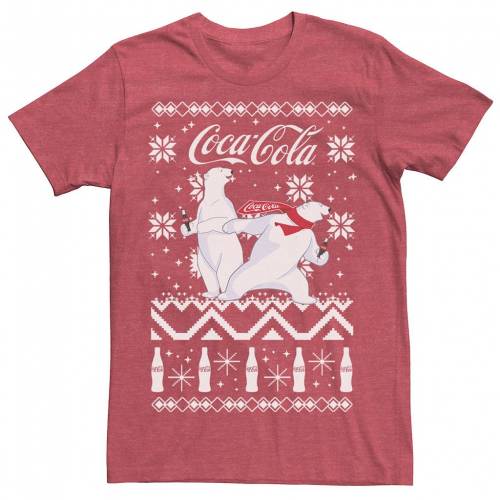 キャラクター サンダル クリスマス ロゴ Tシャツ 赤 レッド ヘザー 【 RED HEATHER LICENSED CHARACTER COCA COLA BEAR SLIDE CHRISTMAS PATTERNS LOGO TEE 】