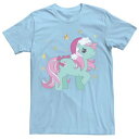 キャラクター ポニー クリスマス Tシャツ 青色 ブルー 【 LICENSED CHARACTER MY LITTLE PONY CHRISTMAS SANTA HAT TEE / LIGHT BLUE 】 メンズファッション トップス カットソー